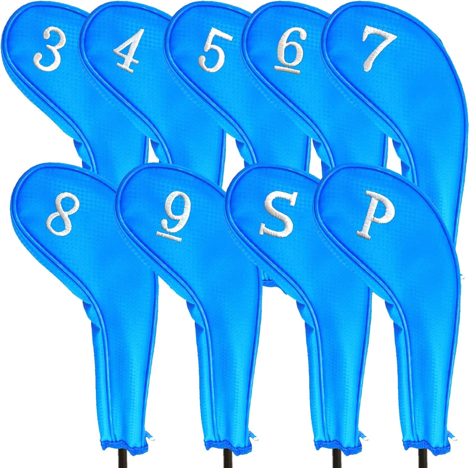 FINGER TEN Golf Iron Head covers Long Neck Number 3 4 5 6 7 8 9 P S ...