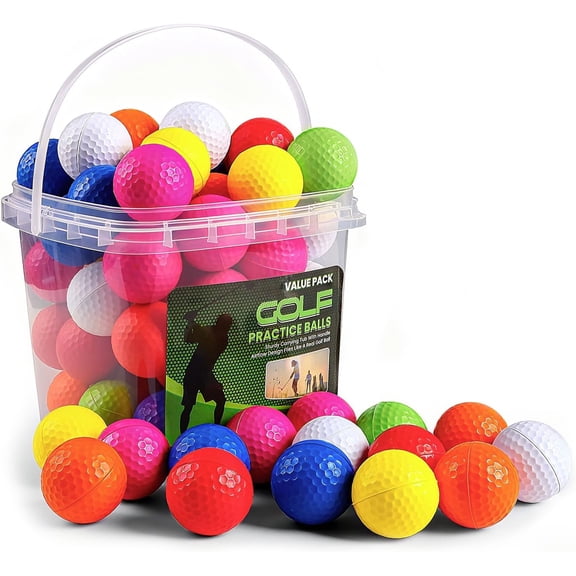 FINGER TEN Golf Practice Balls with Bucket Value 50 Pack, Soft Foam with Limited Flight for Safe Practice