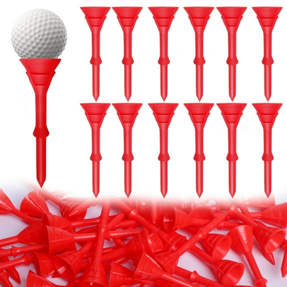 FINGER TEN Golf Tees Plastic Unbreakable Tee 3 1/4 Inch 60 Pack, Durable Stable Golf Tee 6 Colors Available for Practice