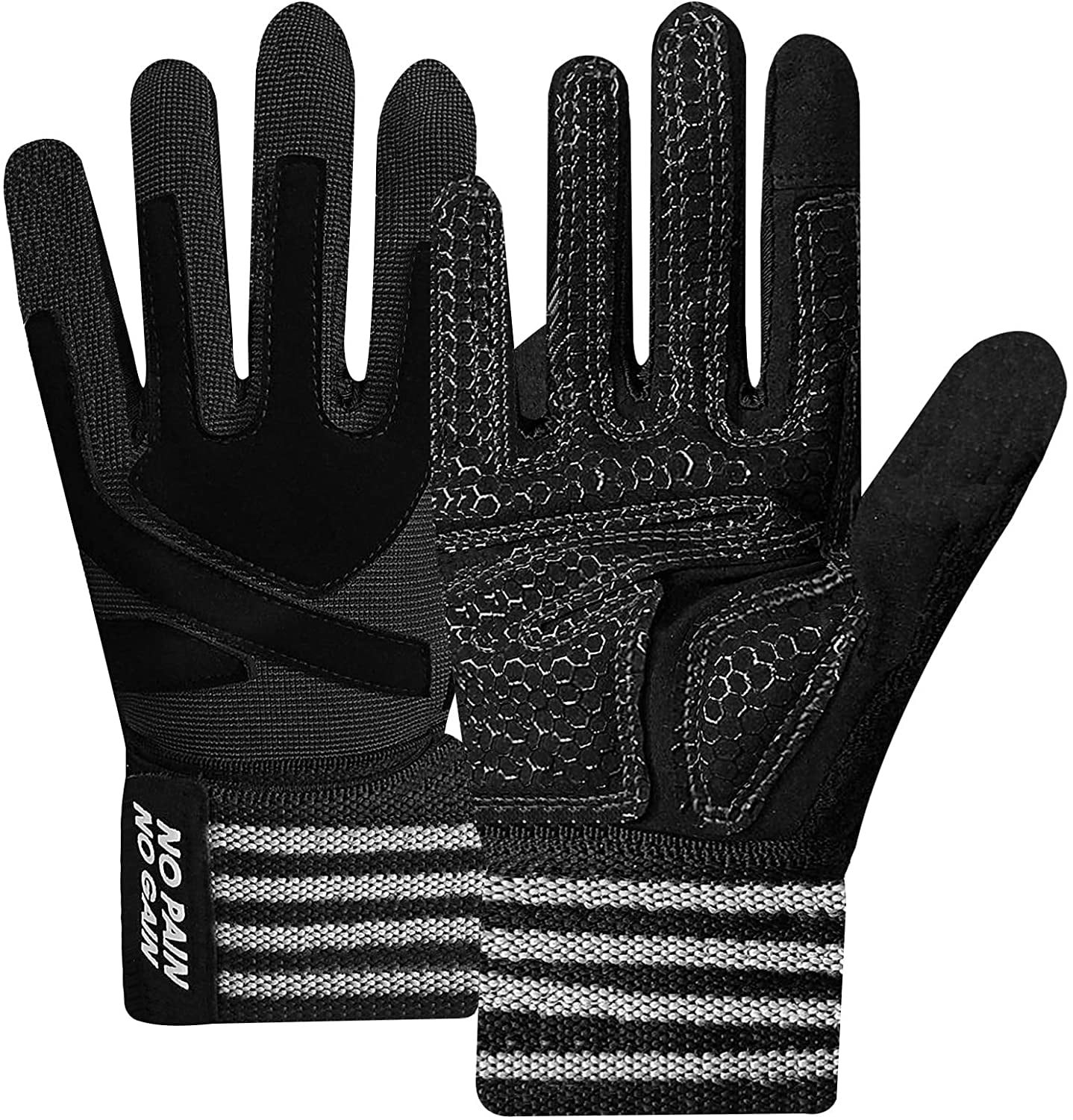 Updated 2021 Ventilated Weight Lifting Gym Workout Gloves Full Finger with Wrist Wrap Support for Men Women Full Palm Protection for Weightlifting Training Fitness Hanging Pull ups Black Walmart