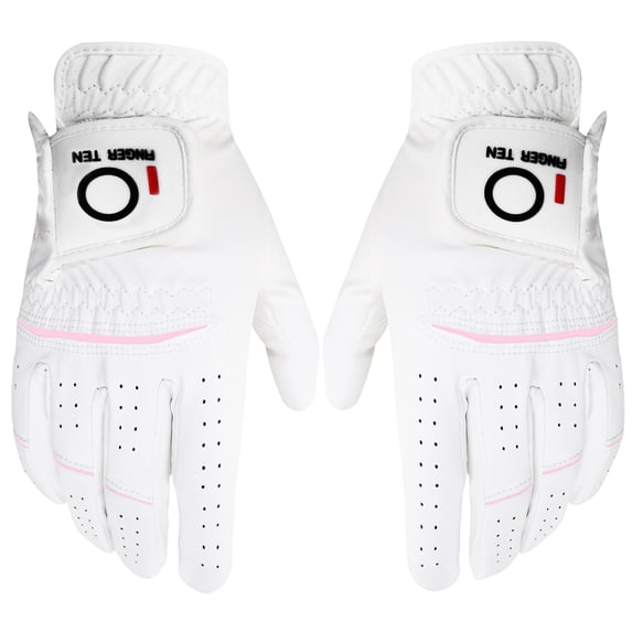 FINGER TEN Womens Ladies Golf Rain Gloves Pair Both Hand Wet Hot Cool Grip, Fit Small Medium Large XL