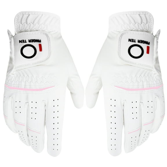 FINGER TEN Womens Ladies Golf Rain Gloves Pair Both Hand  Wet Hot Cool Grip, Fit Small Medium Large XL
