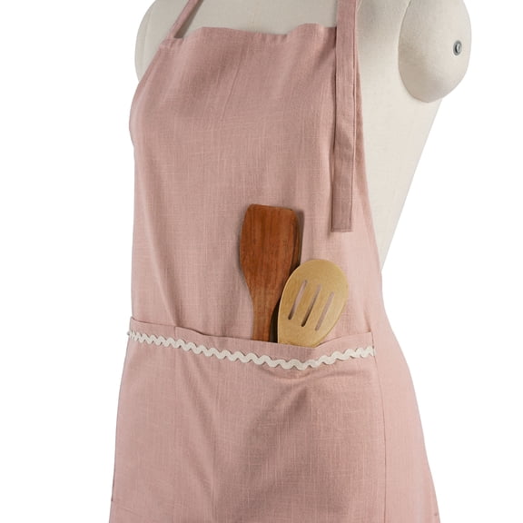 FINGERCRAFT Apron, Dual Pocket, Adjustable Tie, Multipurpose Washable Bib Apron for Home, Kitchen, Chef and Professionals Pink