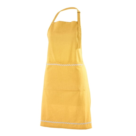 FINGERCRAFT Apron, Dual Pocket, Adjustable Tie, Multipurpose Washable Bib Apron for Home, Kitchen, Chef and Professionals Yellow
