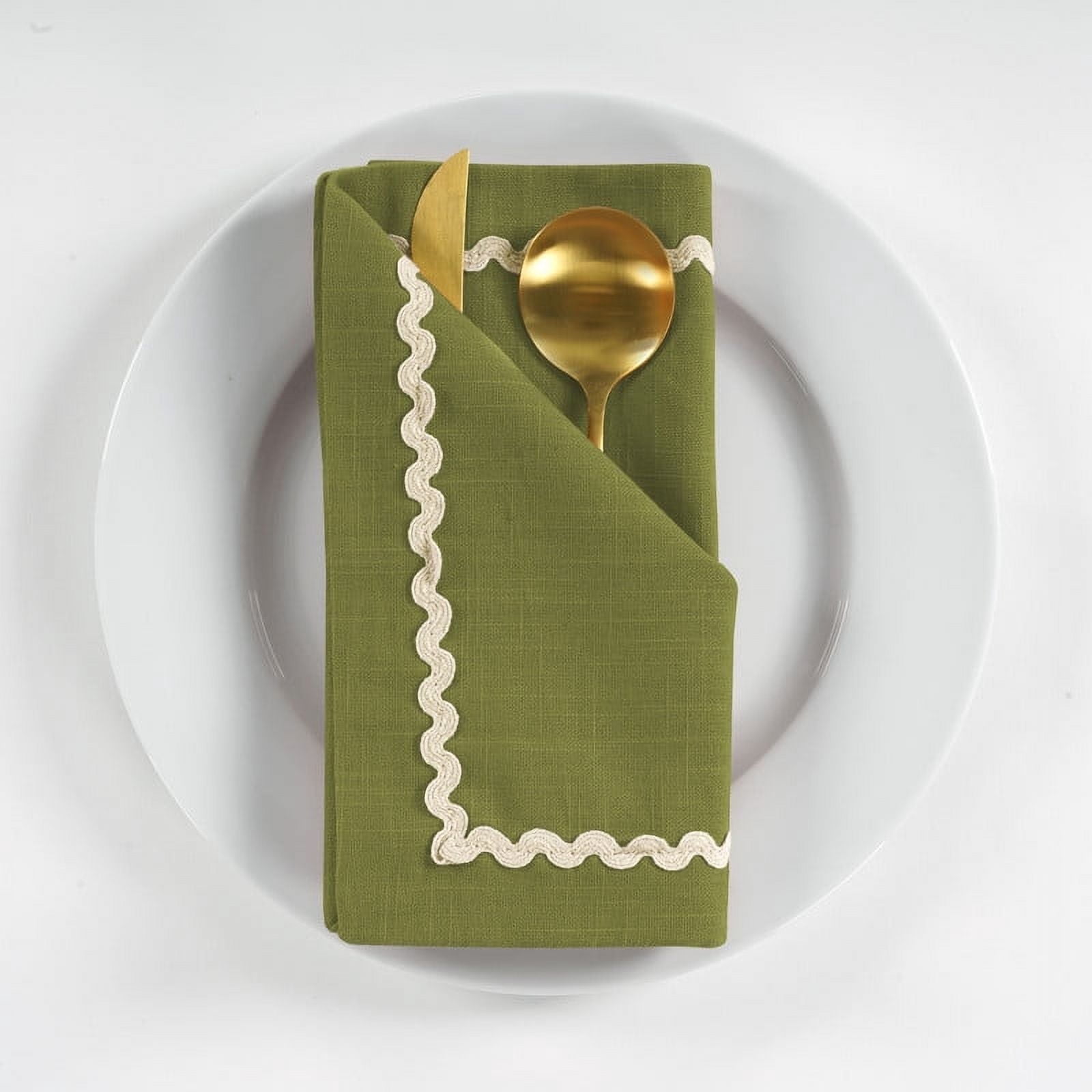Ric Rac Corners FINGERCRAFT Cloth Napkins High GSM Cotton, Set of 6, Mitered Corners ...