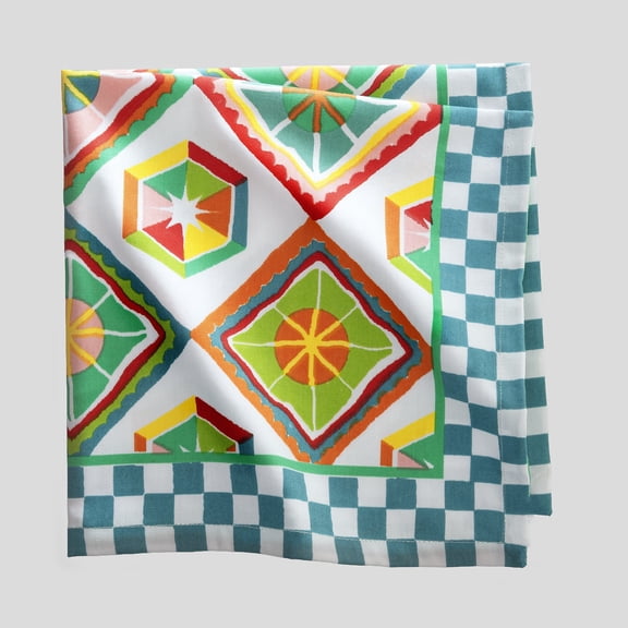 Fingercraft Cloth Napkins, Set of 12 Cotton Printed Napkins Cloth 20 x 20 Inch Large, Mitered Corner Washable Table Napkins Perfect for Everyday Dining Weddings Holidays Christmas Barcelona Star