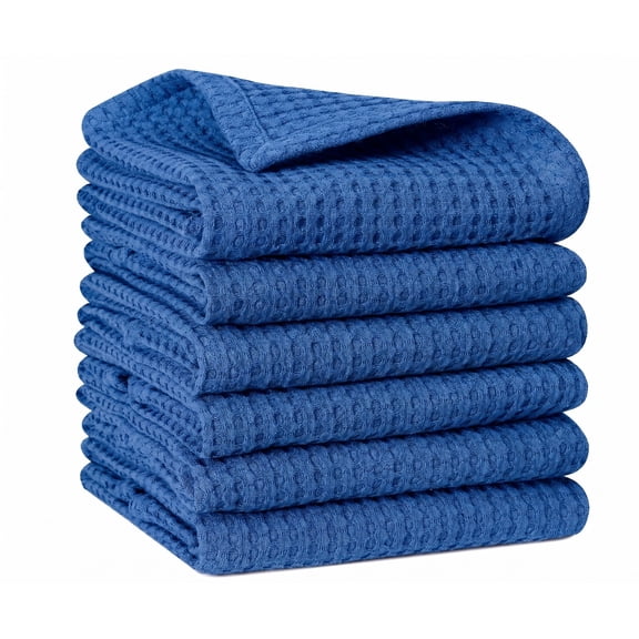 Fingercraft Kitchen Towels, 100% Natural Cotton Waffle Dish Towel, Set of 6 Multi-Purpose Kitchen Cloth Very Soft Highly Absorbent Tea Towels for Home and Kitchen 18 X 28 inch Stellar