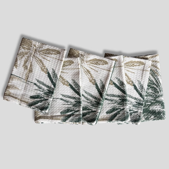 FINGERCRAFT Kitchen Towels, 100% Natural Cotton Waffle, Set of 6 Multi-Purpose Kitchen Cloth Very Soft Highly Absorbent Tea Towels for Home and Kitchen 20in X 30in Palm Tree
