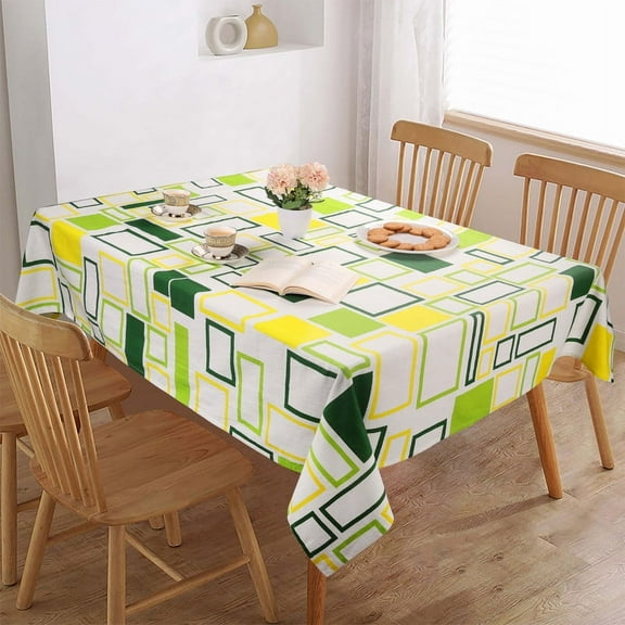 FINGERCRAFT Tablecloth, High GSM Cotton Fabric, Distinctive Printed Design Table Cover, Green Branch (54")