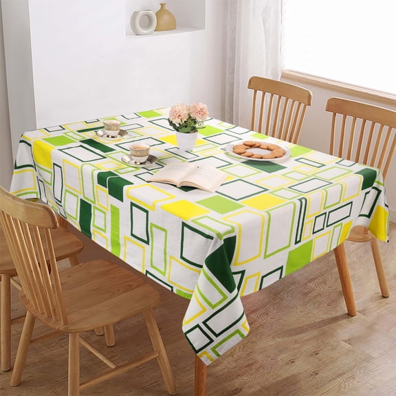 FINGERCRAFT Tablecloth, High GSM Cotton Fabric, Distinctive Printed Design Table Cover, Green Branch (60in S)
