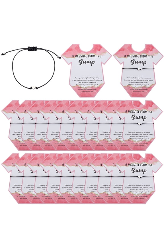 FINGERINSPIR Baby Shower Favors for Guests Paper Bracelet Display Cards with Adjustable Cute Heart Polyester Cord Bracelets for Gender Reveal Party Gifts DIY Tomato