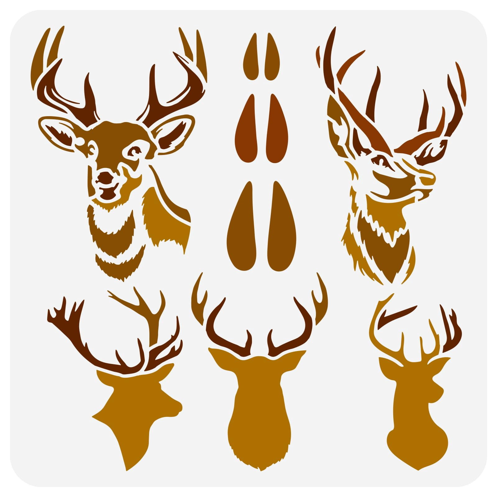 FINGERINSPIRE Deer Skull Stencil - 11.8x11.8 Inch PET Painting Template For Wall, Floor, & DIY Crafts
