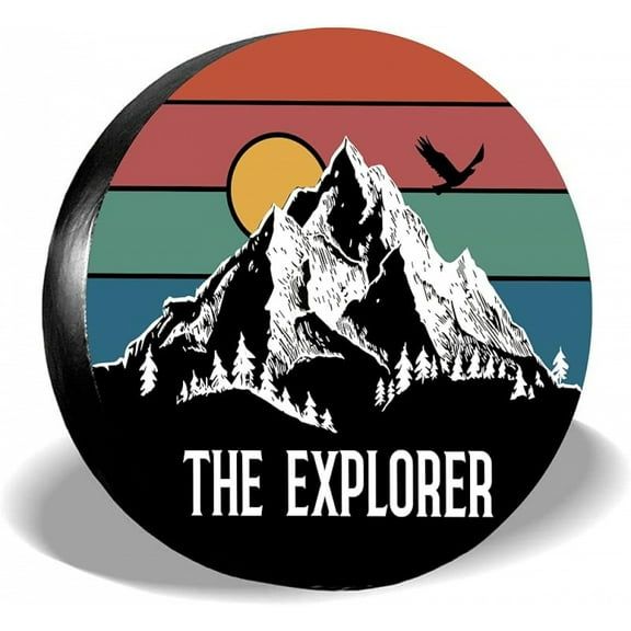 FINGERINSPIRE I GO Where I'm Towed Pattern Spare Tire Cover Dust-Proof Universal Tire Protector for RV Travel Trailer Camper Truck SUV Camper Accessories(15" Fit 27-29 Inch Tire Diameter)