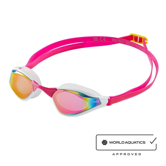 FINIS Mach 1 Low-Profile Racing Goggles With Carry Bag - 5 Nose Pieces - Swim Cap - Pink Opal