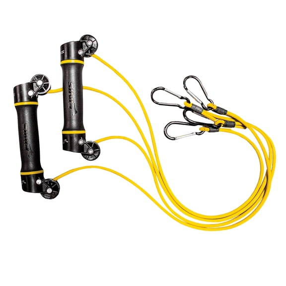 FINIS Slide Dryland Trainer - Resistance Training Exercise Bands to Improve Strength and Form - Dual-Handled Resistance Stretch Bands for All Ages - 7mm Resistance, Yellow