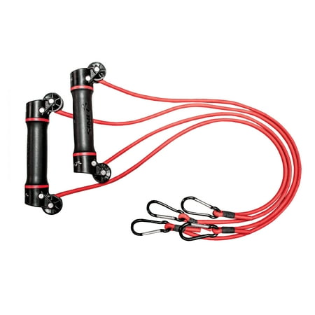 FINIS Slide Dryland Trainer - Resistance Training Exercise Bands to Improve Strength and Form - Dual-Handled Resistance Stretch Bands for All Ages - 9mm Resistance, Red