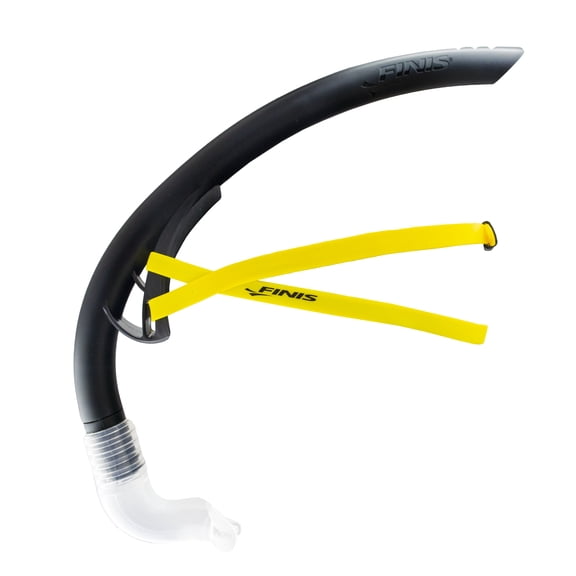 FINIS Stability Swimmer's Snorkel - High-Quality Center-Mount Snorkel Set for Swimming Laps & Training - Snorkel Gear with Adjustable Fit, Dynamic Shape, and Silicone Mouthpiece - Black