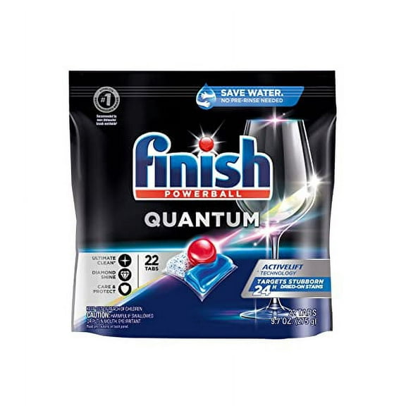 FINISH - Quantum - 22ct - Dishwasher Detergent - Powerball - Ultimate Clean & Shine - Dishwashing Tablets - Dish Tabs