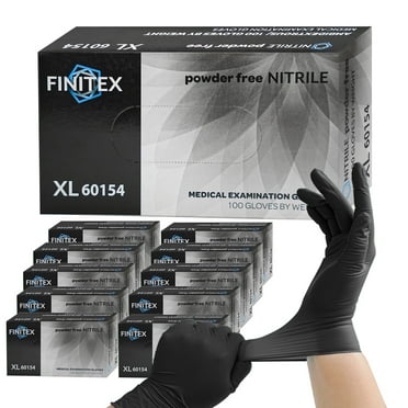 FINITEX 1000PCS Black Nitrile Disposable Gloves, Food Safe Gloves for Cooking, Food Prep, Powder-free, Latex-free, Textured Grip, 3.2 Mil, Medium