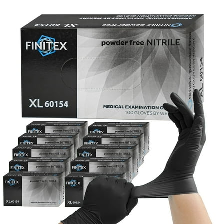 FINITEX 1000PCS Black Nitrile Disposable Gloves, Food Safe Gloves for Cooking, Food Prep, Powder-free, 3.2 Mil, XL