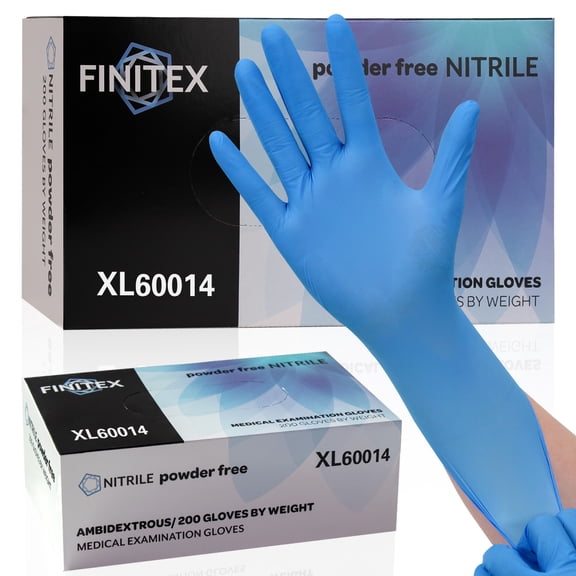 FINITEX Disposable Nitrile Exam Gloves, Medical Powder Free, Latex Free, Cleaning Food Gloves, XL, 200 Count