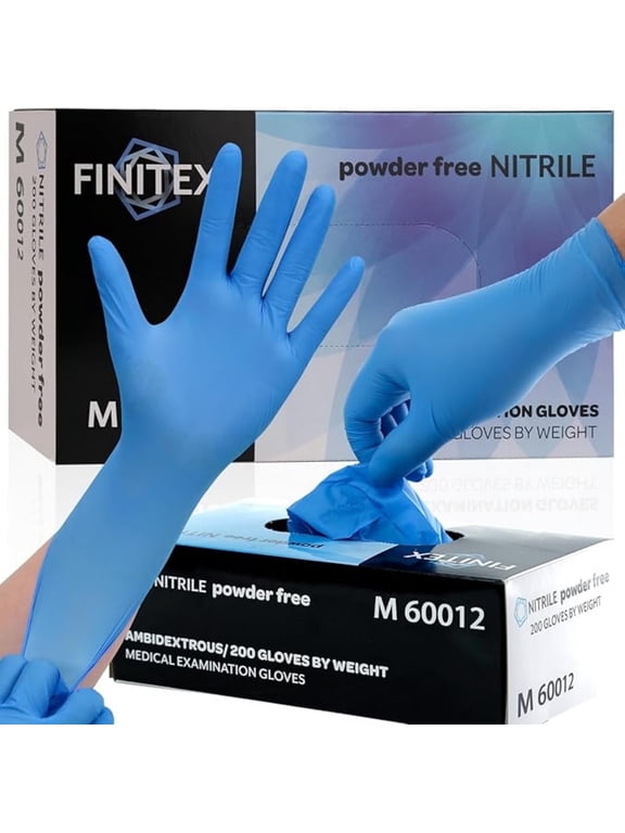 Disposable Nitrile Gloves 200 Count, Blue Exam Powder-Free, Food Grade, Medium