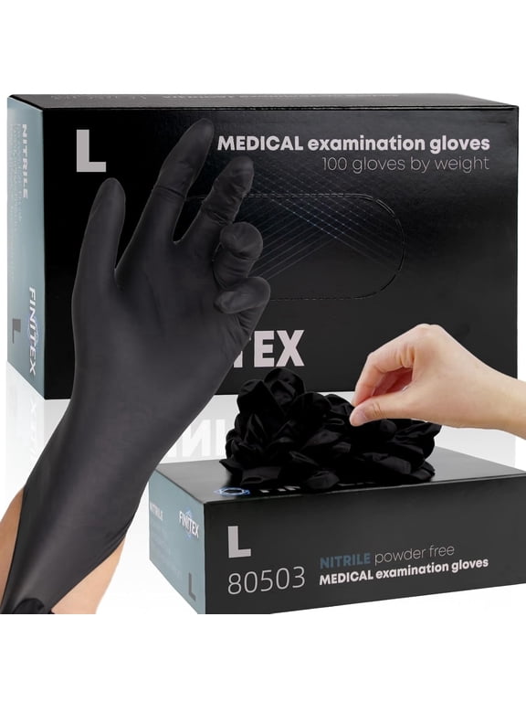 Disposable Nitrile Gloves, Large 5 Mil Kitchen Chemical-Resistant, Powder-Free, Hypoallergenic, 100 Pack