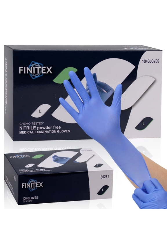 Nitrile Disposable Gloves, Blue Medical Exam Gloves 100 of Pack, Latex-free, Rubber Free, Food Safe Examination Chemo Glove, 3.2 Mil, Large