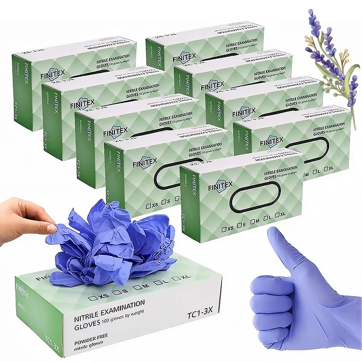 FINITEX Nitrile Disposable Medical Exam Gloves Purple, 1000 Count/ Case