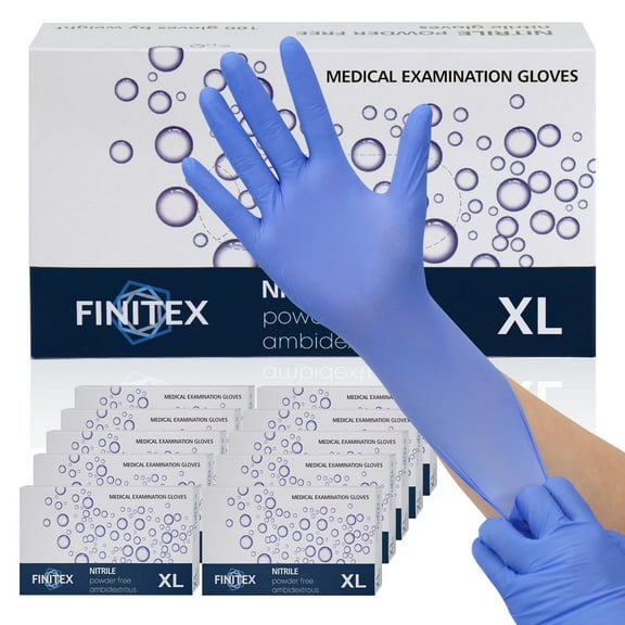 FINITEX Exam Nitrile Gloves 1000 Count, Ice Blue Powder-free, Non-Sterile, Cleaning, Food Disposable Gloves, XL