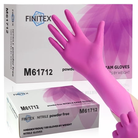 FINITEX Durable Versatile Comfort Disposable Nitrile Gloves, Powder-Free, Latex-Free, Rose Red, 100-Count, Medium