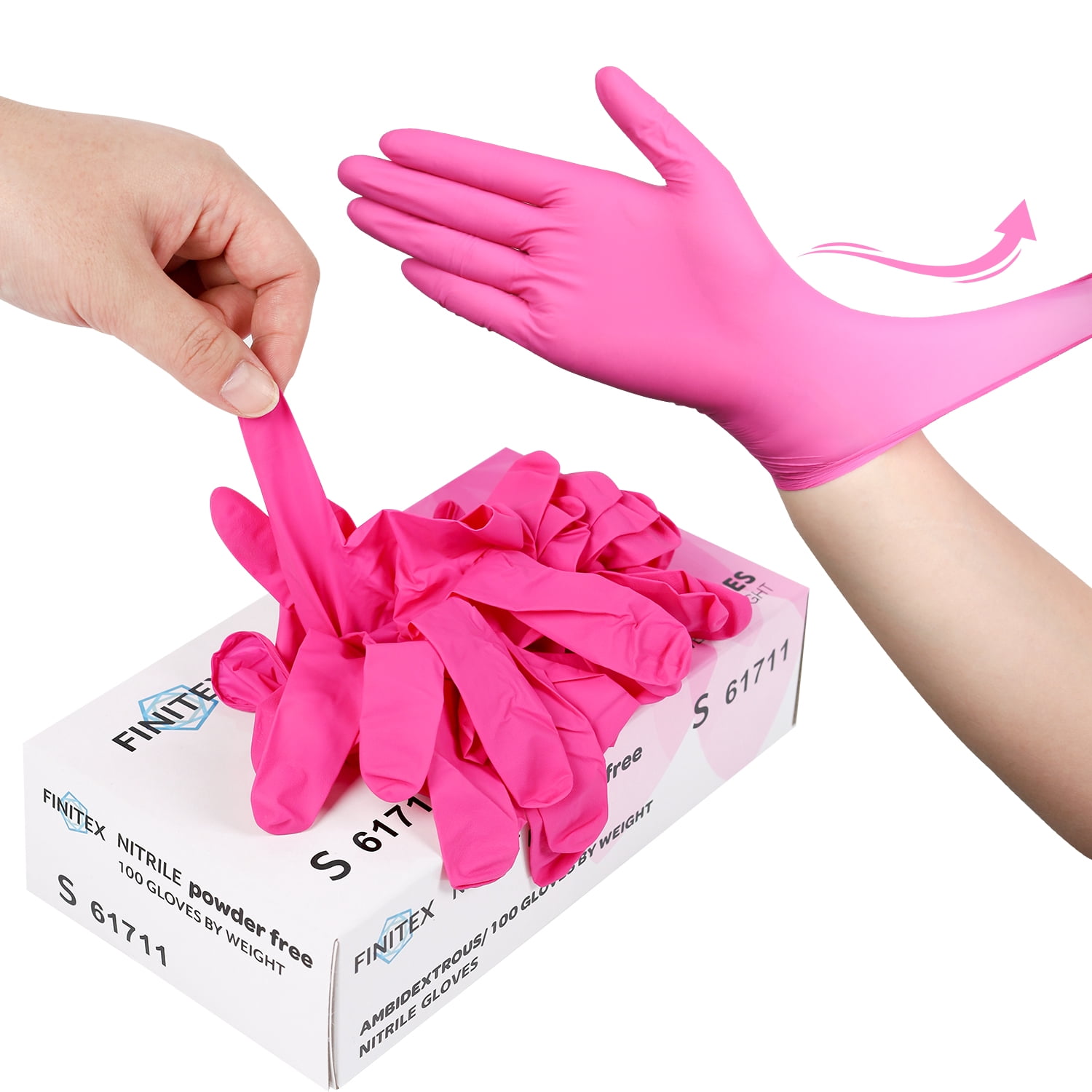 Medical Latex Free Rubber Gloves Latex Gloves FINITEX Pink Nitrile