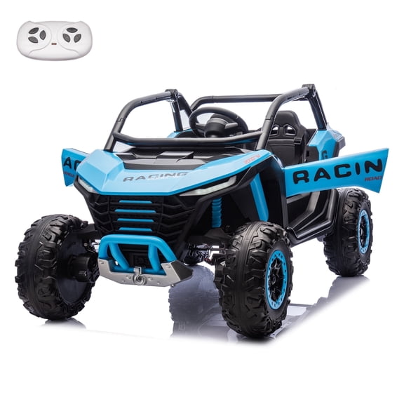 FINITO 24 Volt 2 Seater Ride on Car for Kids, Electric Powered Wheels with Remote Control, Motorized Ride on Toys for Toddler Boys Girls, 3 Speeds, Blue