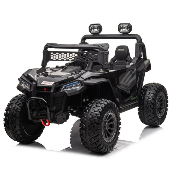 FINITO 24V Kids Ride On UTV 2 Seater 4 Wheeler Electric Off-Road Vehicle 2 Speed Battery Powered Truck Toy Car Gift for Boys Girls, Black