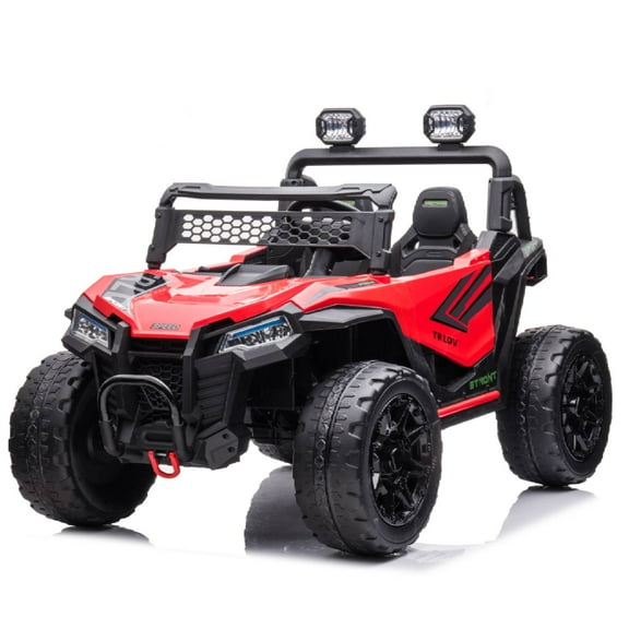 FINITO 24V Kids Ride On UTV 2 Seater 4 Wheeler Electric Off-Road Vehicle 2 Speed Battery Powered Truck Toy Car Gift for Boys Girls, Red