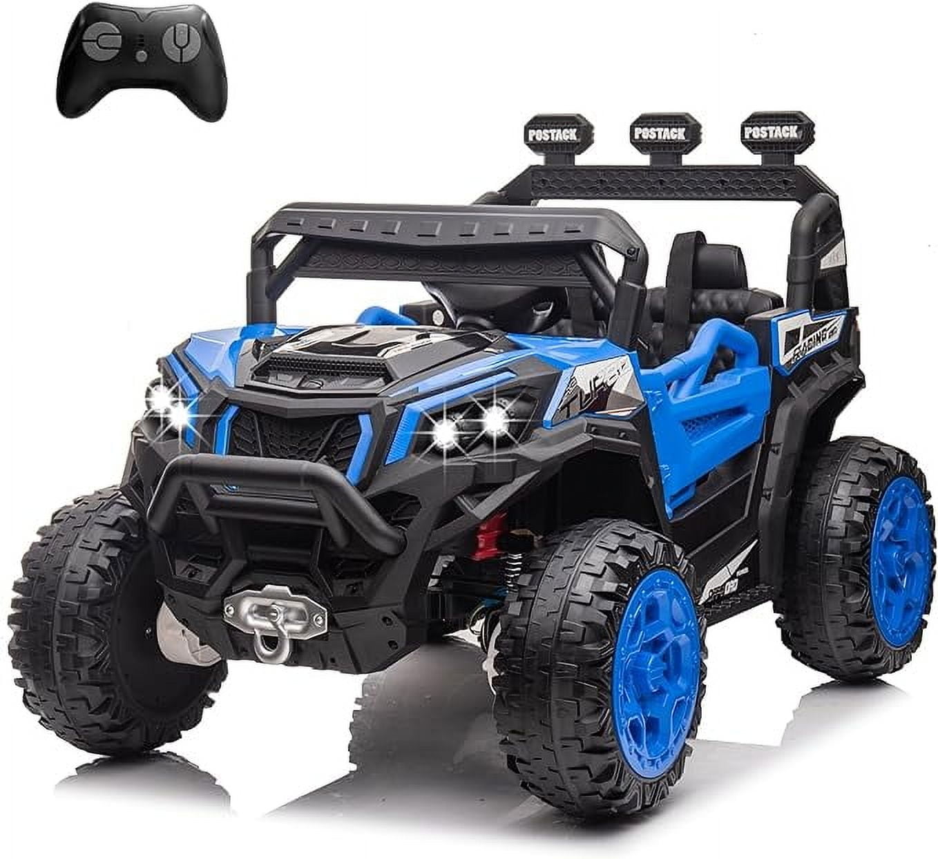 FINITO 24V Kids Ride on UTV 2WD/4WD Electric Off-Road Vehicle 4 Wheeler Battery Powered Truck with Storage Trunk Parent Remote Control Gift for Boy Girl Age 3+, Blue