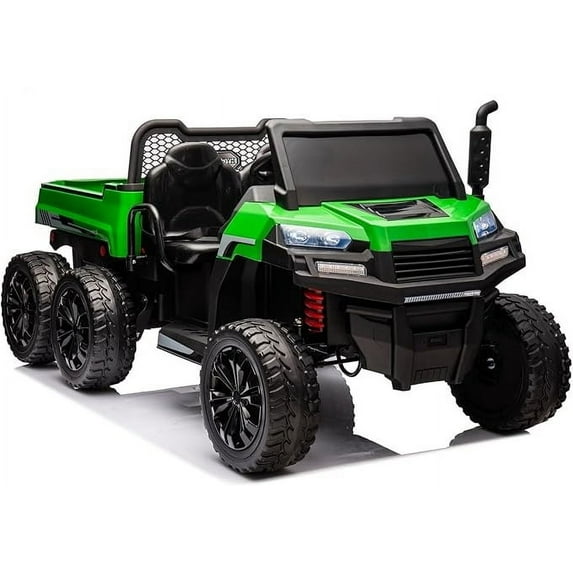 FINITO Kids Ride on Pickup Truck 24V 4WD Battery Powered Car Toys with Dump Bed Parent Remote Control 6 EVA Wheels 3 Speeds 2 Seater Electric Vehicle for Boys Girls,Green
