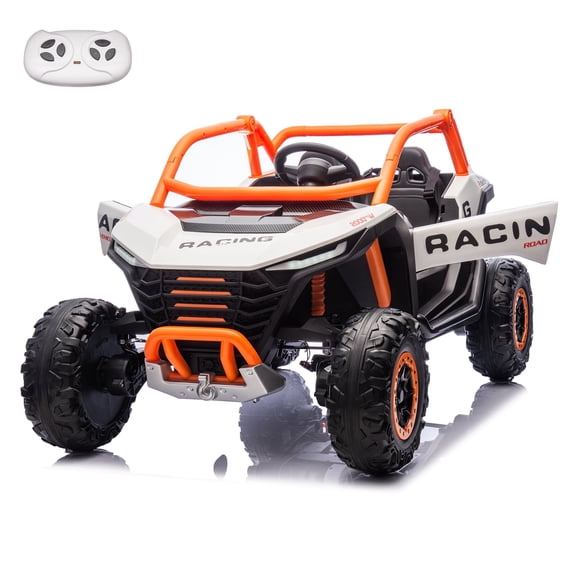 FINITO Ride on Toy for Big Kids, 4 Wheels Remote Control Ride on Car for Toddlers, Battery Powered Electric Vehicle for Kids to Drive LED Lights, EVA Tires, White