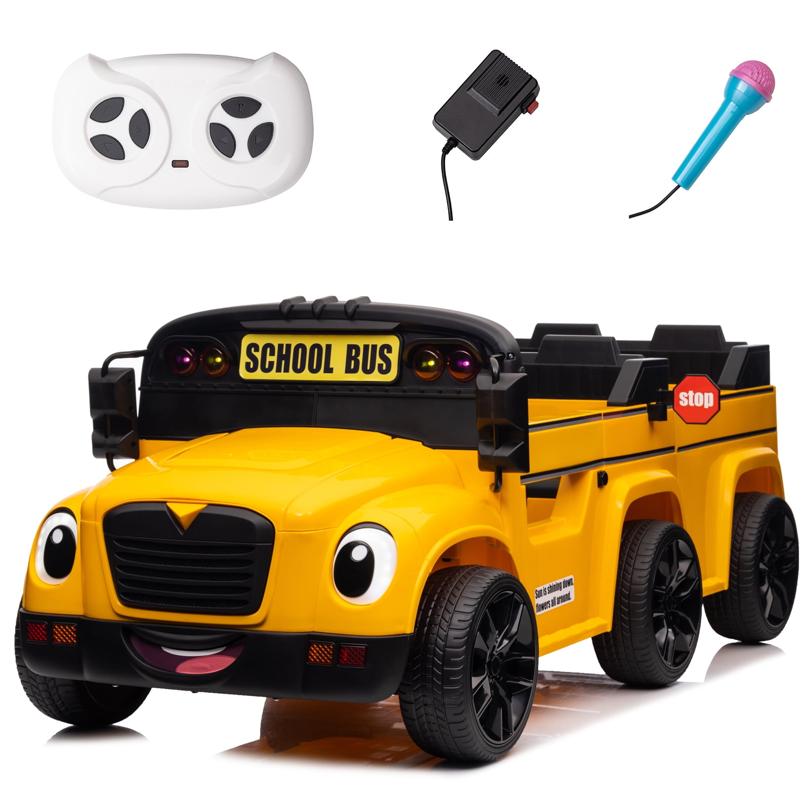 FINITO 24 V School Bus Powered Ride On Toy with Remote Control and EVA Wear Resistant