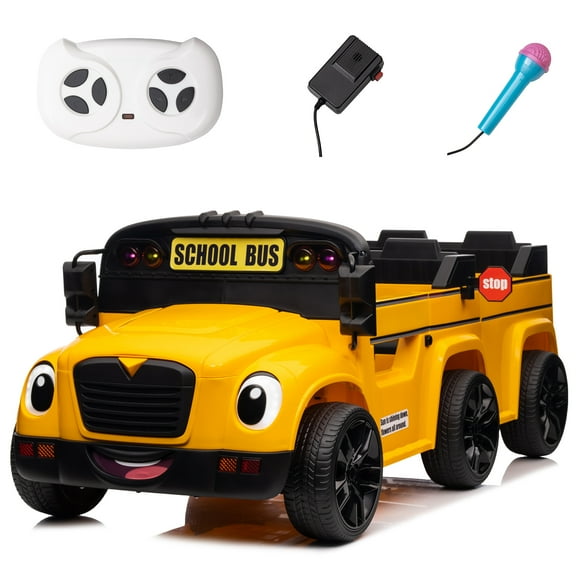 FINITO 24 V School Bus Powered Ride-On Toy with Remote Control and EVA Wear Resistant