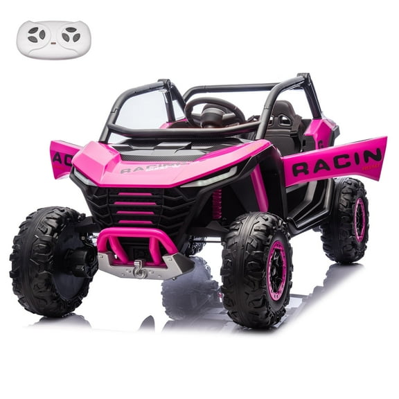 FINITO XXL 2 Seater Ride on Car with Remote Control, 24V 7Ah 4WD Battery Powered Vehicles for Kids to Drive, Outdoor Riding Toys for Toddlers Boys Girls, Pink