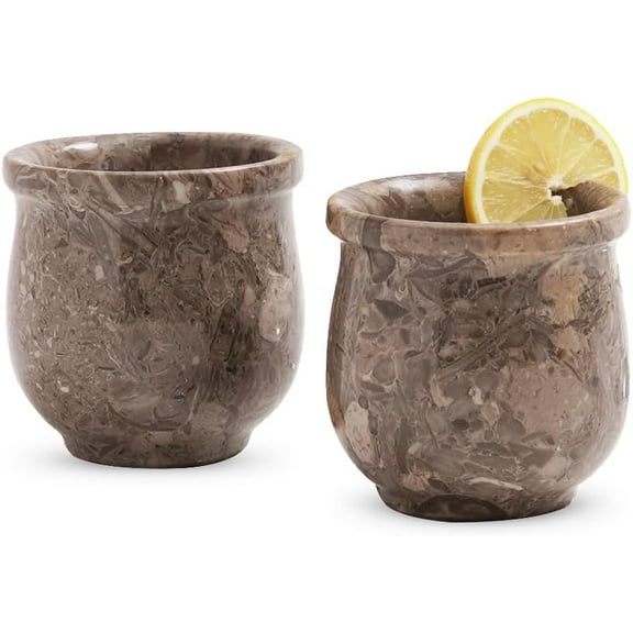 Radicaln Oceanic 2 inch Marble Shot Glass Set of 2 – Small Stone Cups for Tequila, Cocktails, Liquor – Handcrafted Glasses for Bar Display & Accessories