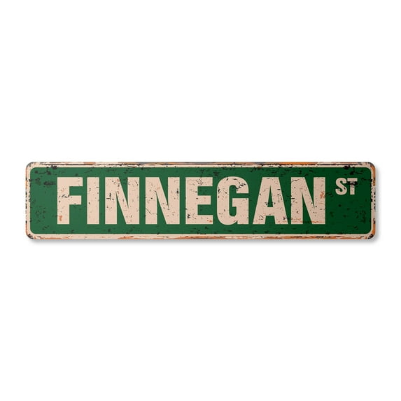 FINNEGAN Vintage Plastic Street Sign Childrens Name Room Sign | Indoor/Outdoor | 24" Wide