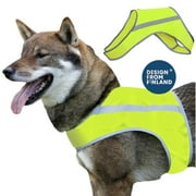FINNERO ATTE Reflective Dog Vest, High Visibility Safety Jacket for Night Walking, Adjustable Dog Safety Vest, Bright Yellow Attention Vest for Dogs (XS)
