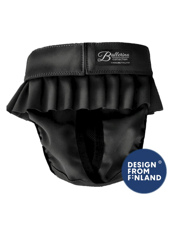 FINNERO BALLERINA Cute Washable Dog Hygiene Pants, Comfort Fit, Dog Diaper (Black, Small)