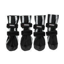 FINNERO HALLA Softshell Dog Booties – Reflective, Non-Slip, Adjustable Boots – XS, Black