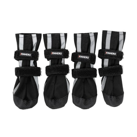 FINNERO HALLA Softshell Dog Booties – Reflective, Non-Slip, Adjustable Boots – XS, Black