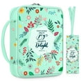 thumbnail image 1 of FINPAC Bible Cover, Carrying Book Case Church Bag Bible Protective with Handle and Zippered Pocket, Perfect Gift for Men Women Father, Floral Light Green, 1 of 7