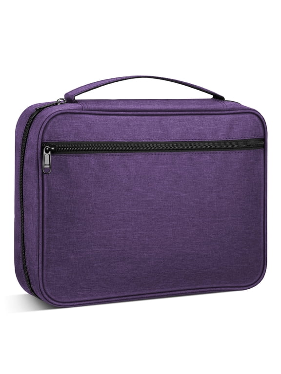 Bible Cover Carrying Book Case Church Bag Bible Protective with Handle and Zippered Pocket, Men, Purple