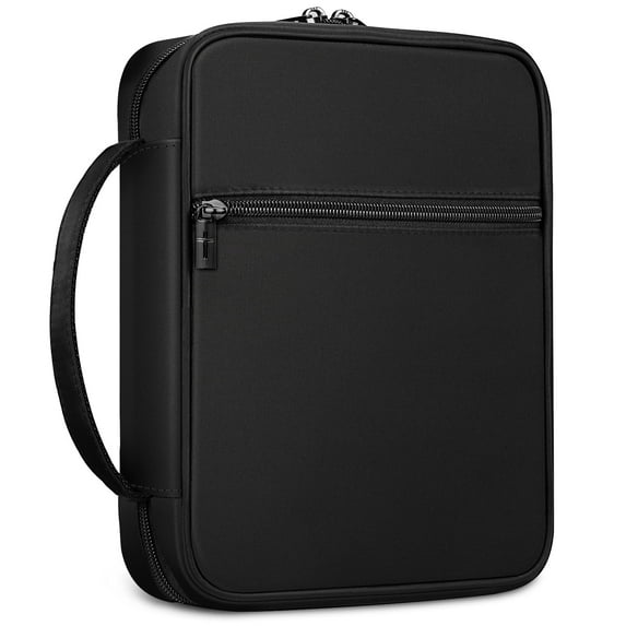 FINPAC Bible Cover, Carrying Book Case Church Bag Bible Protective with Handle and Zippered Pocket, Perfect Gift for Men Women Father, Black